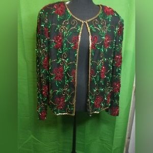 Lawrence Kazar Vintage Silk Sequin Jacket